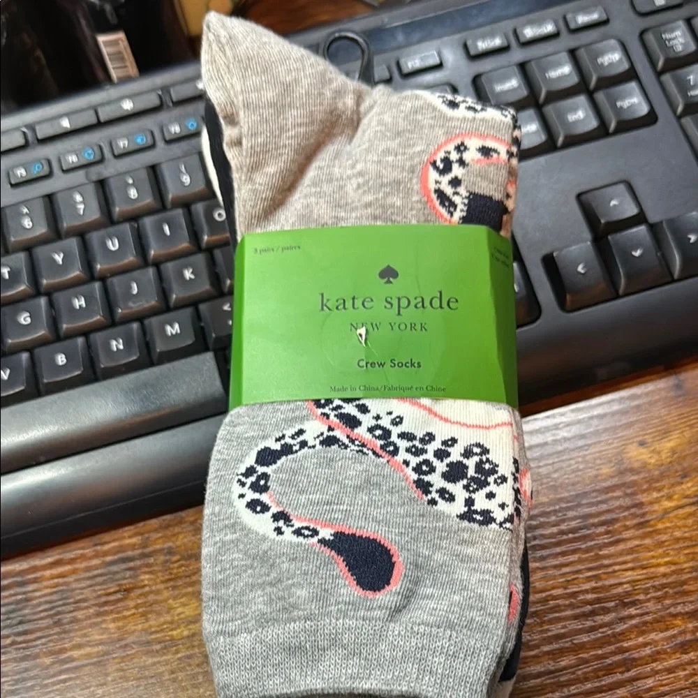 kate spade Women’s NWT Gray Crew Socks (3 pair) - Picture 1 of 3